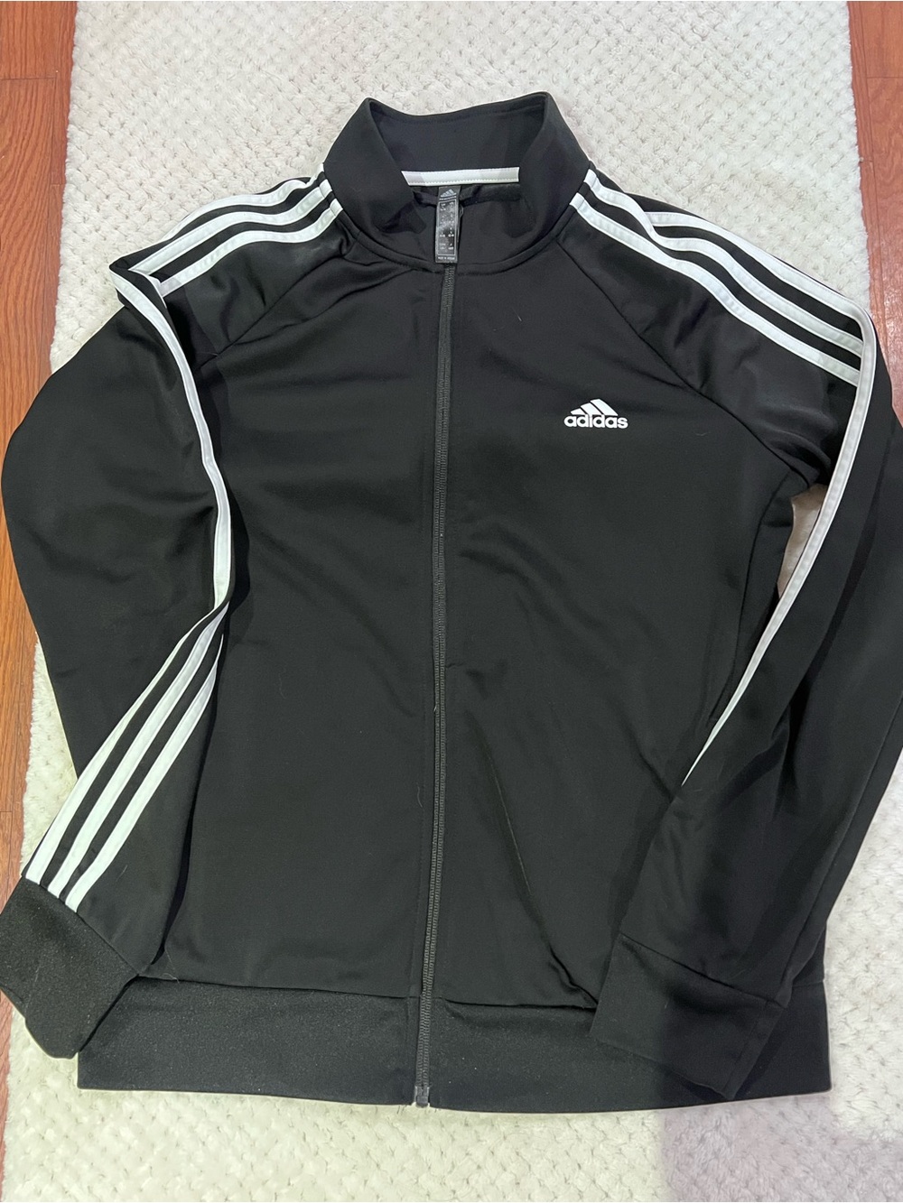 Adidas Kids' Black Track Jacket with White Stripes Large